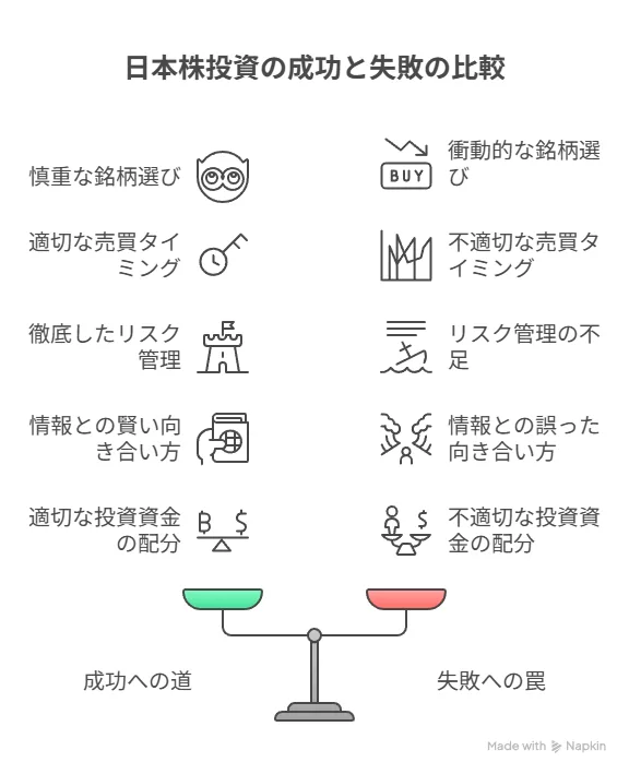 日本株投資の成功法 vs 初心者が陥る失敗の罠 を比較してみた